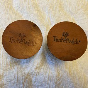 Two Empty Glass Jars with Wood Lids